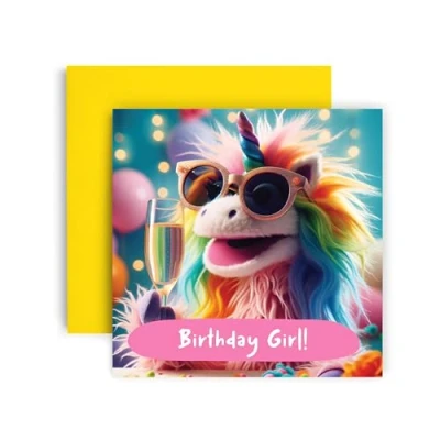 Image of Huxters Birthday Cards for Women and her Girl Unicorn Card Happy Birhday him Friend Sister Auntie Daughter Niece Funny 14.8cm