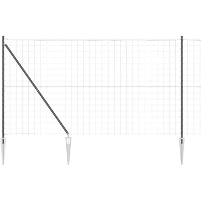 Image of vidaXL Euro Fence with 7 Spike Posts 1.6x10 m Galvanised Steel Grey