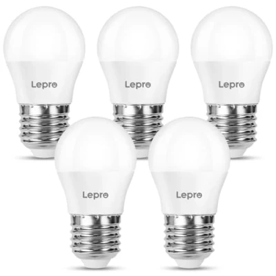 Image of Lepro E27 Screw Bulb, Warm White 2700K LED Light Bulbs, 2.5W (25W Equivalent) Energy Saving, Non Dimmable G45 Golf Ball Edison 250 Lumen, Pack of 5