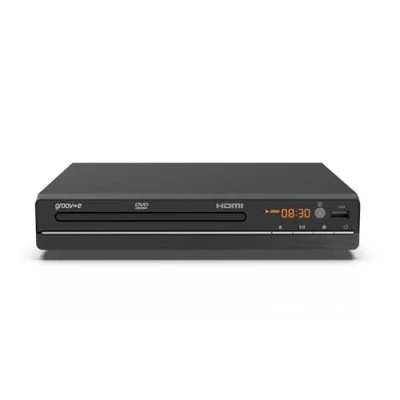 Image of Groov e Compact DVD Player Media Device with Full HD 1080p Upscaling, Box USB, Mp3 and CD Support, Multi Region Disc Playback, Includes Remote Black