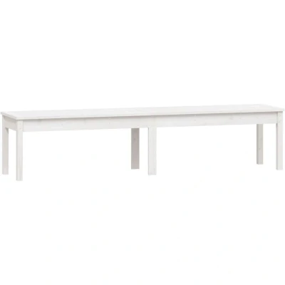 Image of vidaXL 2 Seater Garden Bench White 203.5x44x45 cm Solid Wood Pine