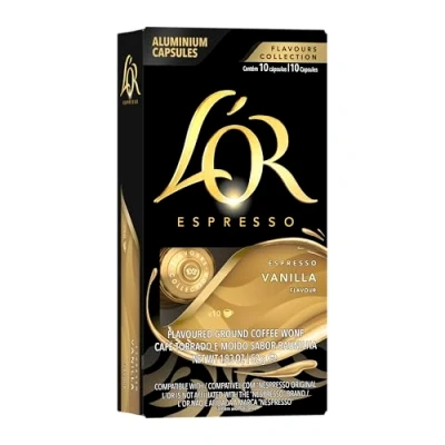 Image of L&#039;OR Espresso Vanilla Flavour Aluminium Coffee Capsules (Pack of 10, Total 100 Capsules)