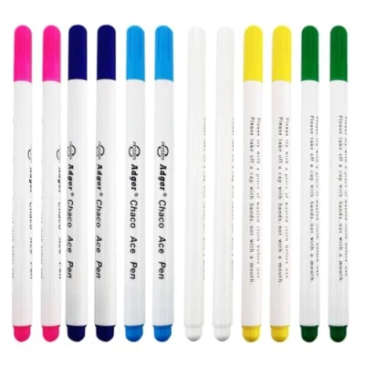 Image of 12 PCS Fabric Pens Sewing,Water Soluble Pen,Fabric Markers Sewing Erasable,Heat Erasable Pen For Fabric,Water Marking Sewing,Dressmaking,Temporary Marker