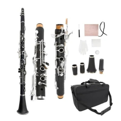 Image of WUQIMUSC Professional Clarinet Ebonite Wood Nickel Plated Keys with Barrels Reed accessories Nice sound Durable case (ekey clarinet)