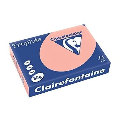 Image of Clairefontaine Trophee Coloured Printing Paper 80 g A4 500 Sheets Pack of 5 Reams Peach