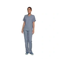 Image of Cherokee Women Woman Scrub Top Originals Medical Clothing with Pockets V Neck WWE4700 Grey XL
