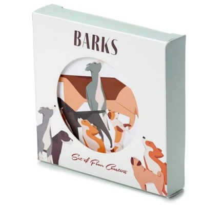 Image of Puckator Barks Set of 4 Cork Coasters Wood Table Pub Drink Tiles Placemats Bar Accessories For Home Desk Coaster Tile Slate Dining Decor Drinks Mats Man Cave