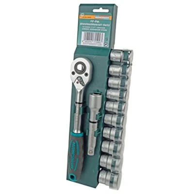 Image of Brüder Mannesmann Tools 12 Piece Socket Wrench Set 12.5 mm/1/2 inch Drive, 1 Stück, M29111