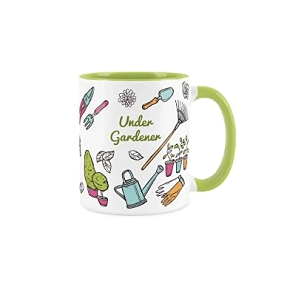 Image of Purely Home Under Gardener Mug Gardening White &amp; Green Coffee/Tea Gift 11oz