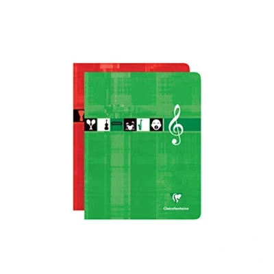 Image of Clairefontaine 63797AMZC Set of 2 Stapled Notebooks Music and Songs 17x22 cm 56 Pages Large Squares Staves with Lines 90g White Paper Laminated Card Cover Random Colors