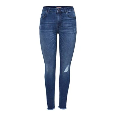 Image of ONLY Women&#039;s onlBLUSH MID ANK RAW Jeans REA2077 NOOS Skinny, Blue (Medium Denim Medium Denim), M / 30L
