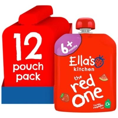 Image of Ella&#039;s Kitchen The Red One Smoothie Fruits 90 g (Pack of 12) (Organic)