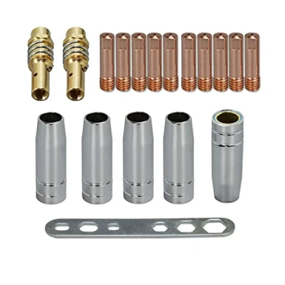 Image of RIVERWELD MB15 15AK Contact Tip 0.6mm M6 &amp; Tips Holder Diffuser Shield Cup for MIG Welding Torch 18pcs