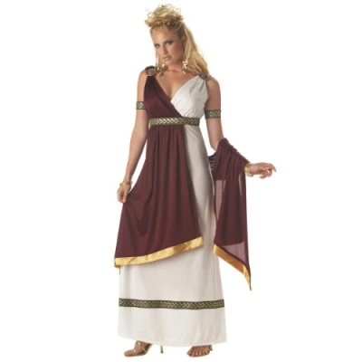 Image of California Costumes 1000050247 ROMAN EMPRESS Greek Adult Sized Costume, White/Burgundy, XL