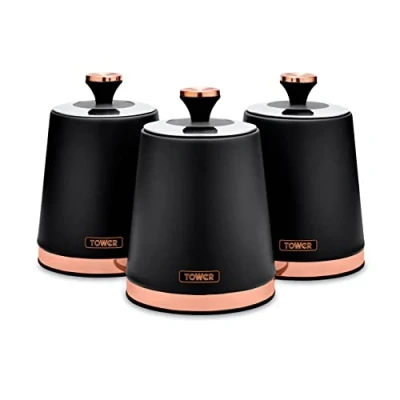 Image of Tower Cavaletto Set of 3 Canisters Black