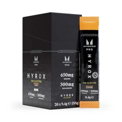 Image of Myprotein HYROX The Electro Stick Pack Orange 20 x 9.4g Hydration Sachets Electrolyte Blend with Potassium, Sodium, Magnesium &amp; Vitamins