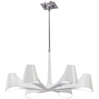Image of Ora Telescopic Convertible To Semi Flush 6 Light E27, Gloss White/Polished Chrome