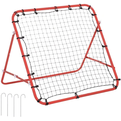Image of HOMCOM Rebounder Net Practise Soccer Kickback Target Goal Teens Adults Training Red