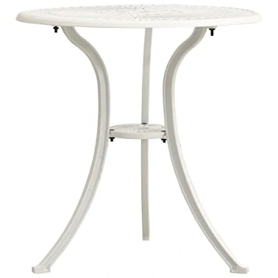 Image of vidaXL Garden Table Dining Patio Outdoor Furniture White 62 x 65 cm Cast Aluminium