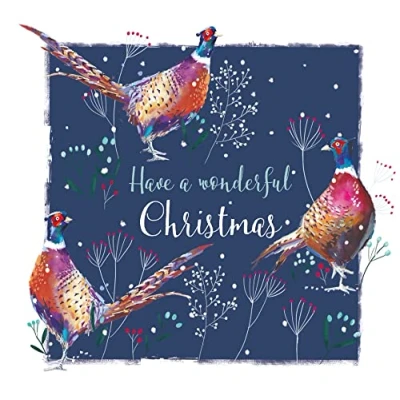 Image of Frolicking Pheasants Christmas Greeting Card The Wildlife Range Xmas Cards X14504I