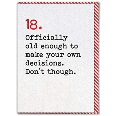Image of 18th Birthday Age Card Funny Humorous &#039;Officially Old Enough&#039; Sold by Brainbox Candy