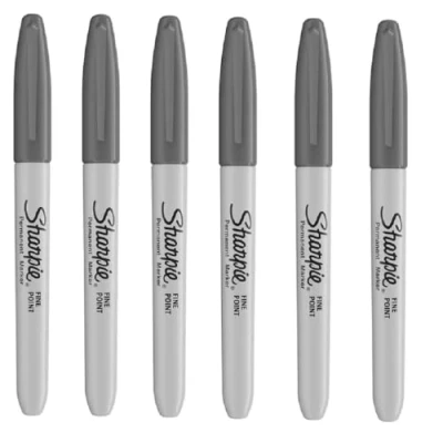 Image of Sharpie Fine Point Permanent Marker Pen Slate Grey 6 Pack