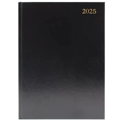 Image of Top Sale 2025 A5 Week To View Yearly Diary with Hard Cover Matching Ribbon Marker Black