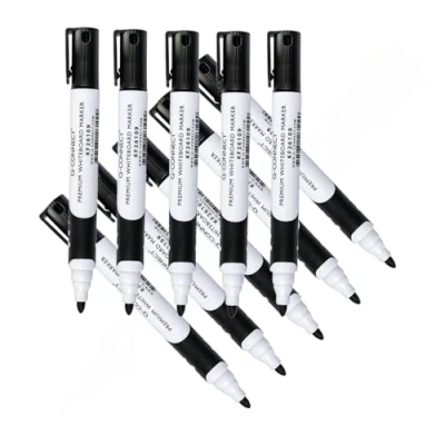 Image of Q Connect Bullet Tip Premium Whiteboard Marker (Pack of 10) Black