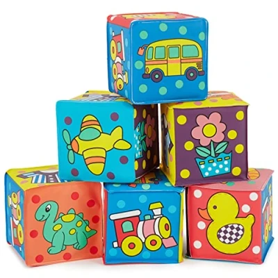 Image of Bieco Soft Play Blocks 6 Pack Stacking Toys for Babies Building Baby First Sensory