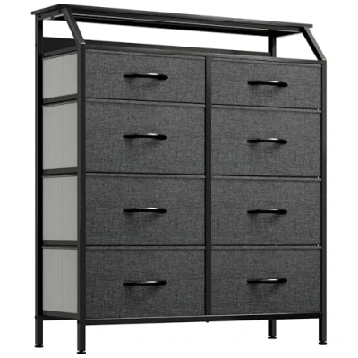 Image of YITAHOME Chest of Drawers with 8 Drawers, Fabric Cabinet Shelves,Easy Pull Handle,Sturdy Steel Frame,Storage for Bedroom, Kids Room, Closet,Black Grey
