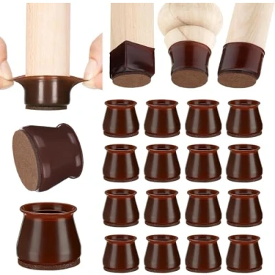 Image of Aneaseit Chair Leg Floor Protectors 2&quot; x 16 pcs Dark Walnut Felt Bottom Soft Silicone Pads for Furniture Feet &amp; Hardwood Floors Large
