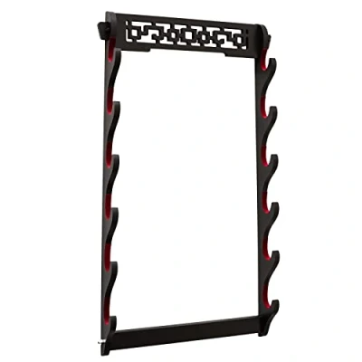 Image of FOXSMZZ Sword Holder Wall Mount Samurai Stand Display Katana Wakizashi Tanto Hanger Rack Five Layer (6 Tier)