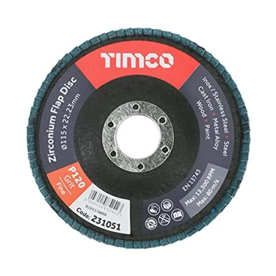 Image of 2x TIMCO Set of Flap Discs Zirconium Type 29 Conical P120 Grit 231006