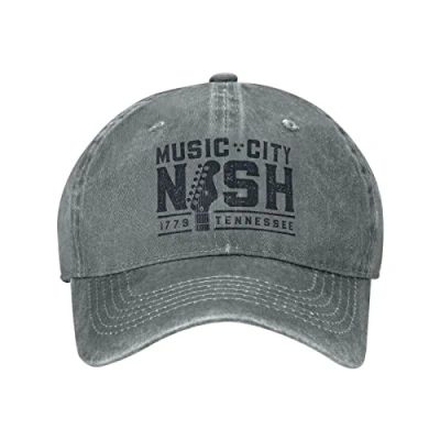 Image of 716 Baseball Cap Nashville Music City Customized Multi Color Denim Hat Lightweight Sun Visor for Running, Travel