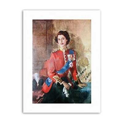 Image of Wee Blue Coo Queen Elizabeth II England Painting Portrait Canvas Art Print