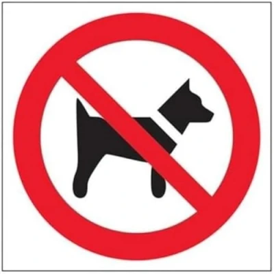 Image of VSafety No Dogs Logo Prohibition Sign Square 200mm x 1mm Rigid Plastic