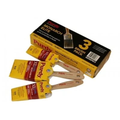 Image of Purdy PURMONSPEC3 Monarch Elite Paint Brush Set, 3 Piece, Animal Hair, Brown, L