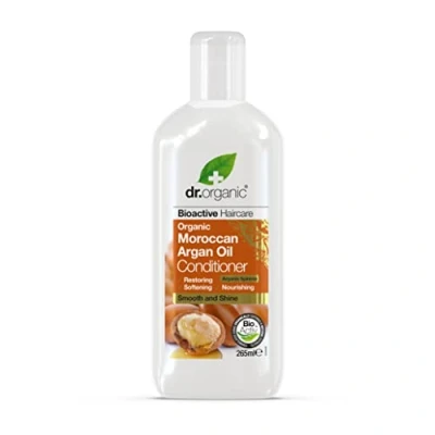 Image of Dr Organic Moroccan Argan Oil Conditioner, Revitalising, Natural, Vegan, Cruelty Free, Paraben &amp; SLS Recyclable Recycled Ocean Bound Plastic, Certified Organic, 265ml, Packaging may vary