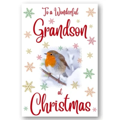 Image of Second Ave Grandson Christmas Robin Xmas Holiday Festive Greetings Card