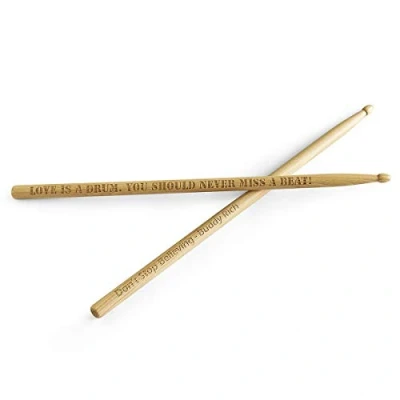 Image of Joeliu Personalised 5A Drumsticks, Durable Hickory Engraved Wood Drum Sticks