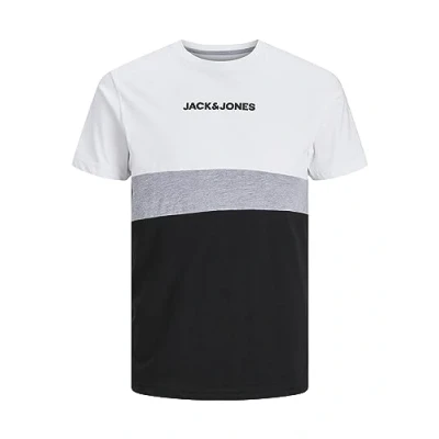 Image of JACK &amp; JONES Mens Blocking T Shirt Short Sleeve White XXL