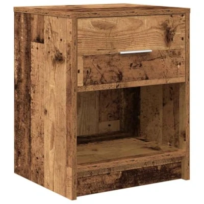 Image of vidaXL Bedside Cabinet/Nightstand with Drawer Old Wood Grey, 40x34x50 cm, Engineered Wood, Bedroom Side Table