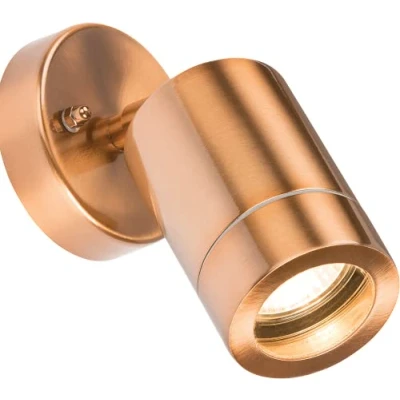 Image of KnightsBridge Adjustable IP65 Brushed Copper Indoor Outdoor Single Wall Light