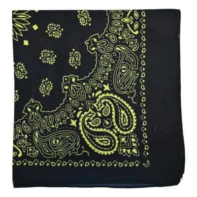 Image of Paisley Print Men&#039;s Cotton Funky Headband Scarf Headwear Bandana UK Black and Yellow