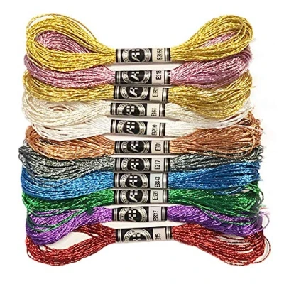 Image of Redsea 11 Skeins Glitter Embroidery Floss Cross Stitch Thread Metallic for DIY Crafts