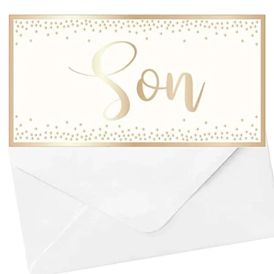 Image of Widdle Gifts Ltd Birthday Money Wallet &amp; Envelope Cream / Gold Son 4781