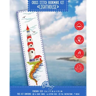 Image of Povitrulya Counted Cross Stitch Kit DIY Kits for Adults or Kids Funny Embroidery Bookmark Easy to Use Craft Collection Lighthouse