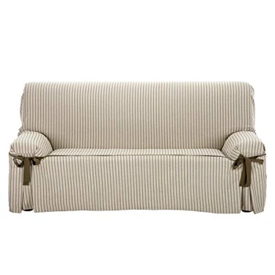 Image of Martina Home Milan Sofa Cover with Bows 3 places Seater Linen