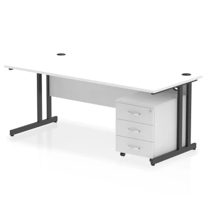 Image of Impulse 1800x800 Desk Cantilever Leg White/Black 3 Drawer Mobile Ped