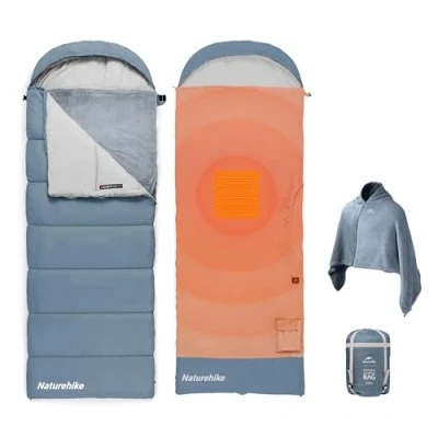 Image of Naturehike Heated Double Layer Sleeping Bag Right Opening Thickened and Splicable for Adults Powered by Power Bank or USB Supply Suitable Camping Travel Outdoor Activities